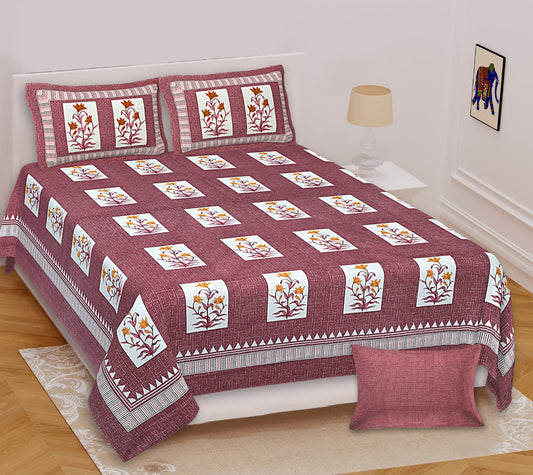 Premium Jaipuri Cotton Katha Print King-Size Bed Sheet Set