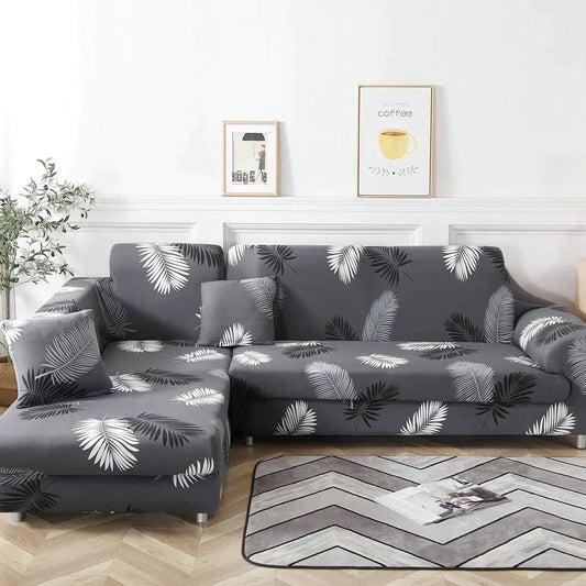 L Shape Premium Extensible Sofa Set Cover gray - Fab Home Decor - Sofa Cover